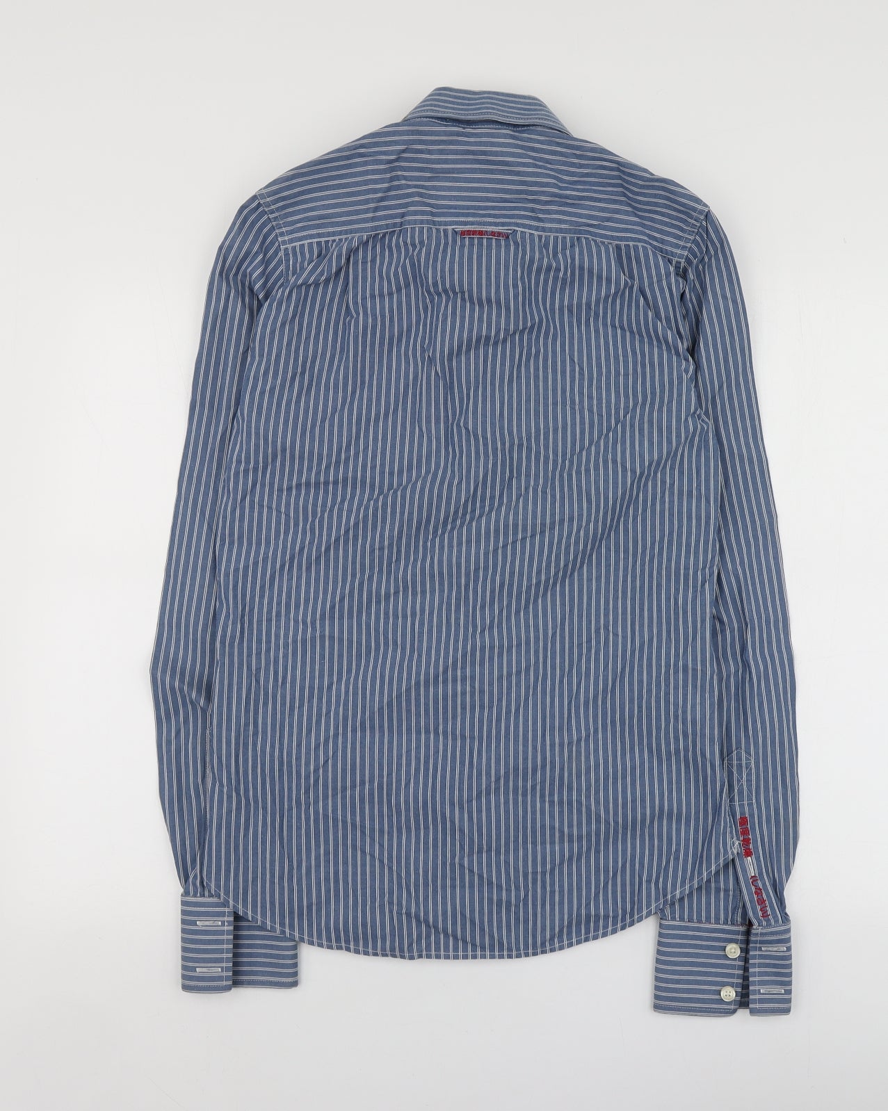 Superdry Mens Blue Striped Cotton  Button-Up Size S Collared