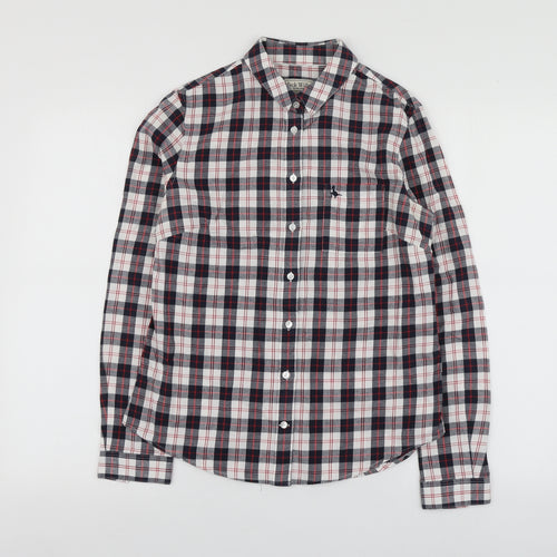 Jack Wills Womens Blue Plaid Cotton Basic Button-Up Size S Collared