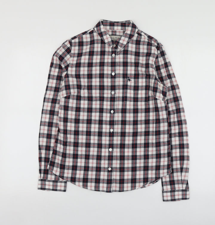 Jack Wills Womens Blue Plaid Cotton Basic Button-Up Size S Collared