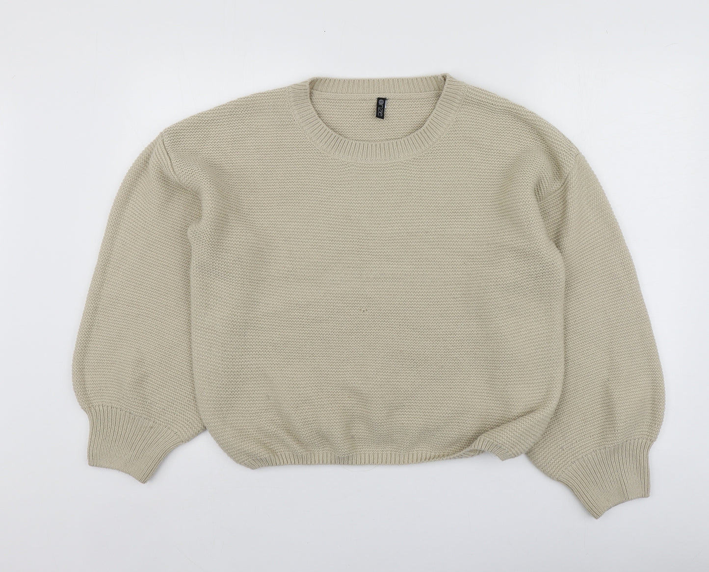Onzie  Womens Beige Round Neck  Acrylic Pullover Jumper One Size
