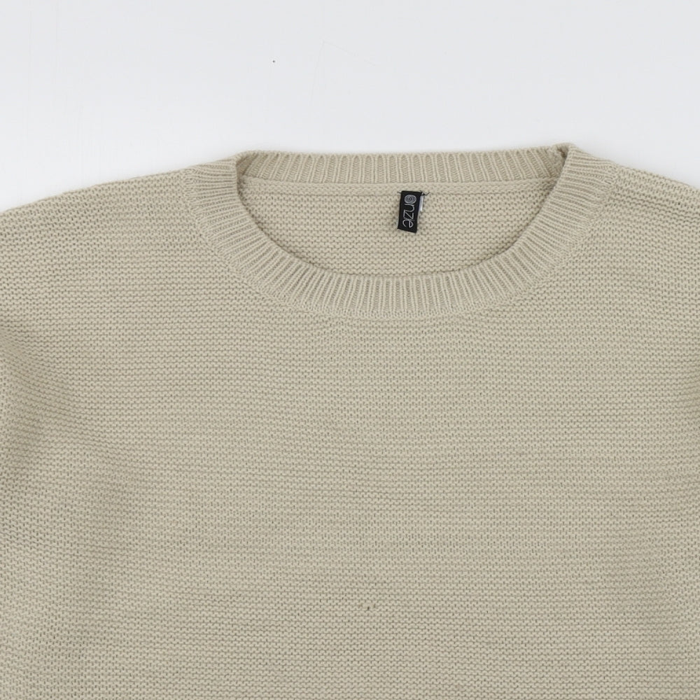 Onzie  Womens Beige Round Neck  Acrylic Pullover Jumper One Size