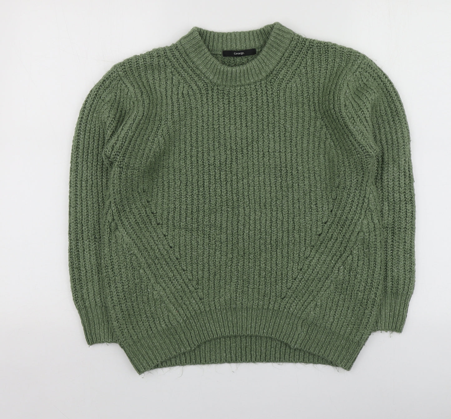 George Womens Green Round Neck  Acrylic Pullover Jumper Size S