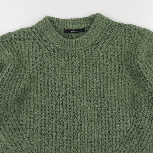 George Womens Green Round Neck  Acrylic Pullover Jumper Size S