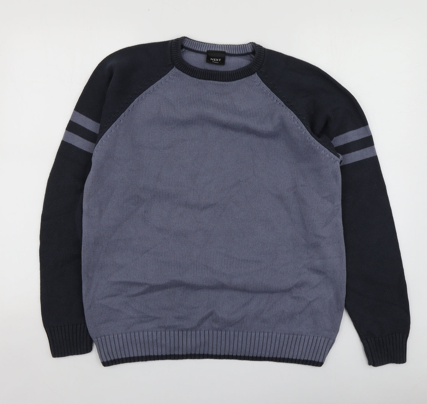 NEXT Mens Blue Round Neck  Cotton Pullover Jumper Size S