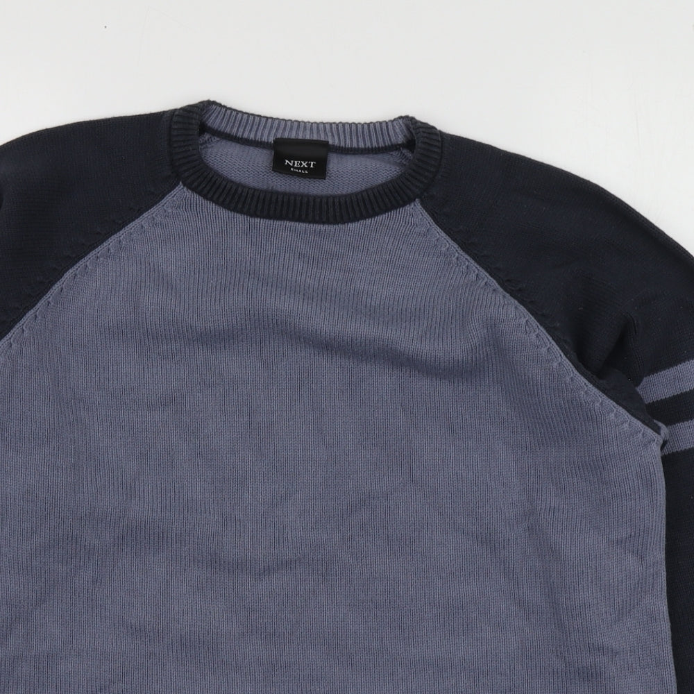 NEXT Mens Blue Round Neck  Cotton Pullover Jumper Size S