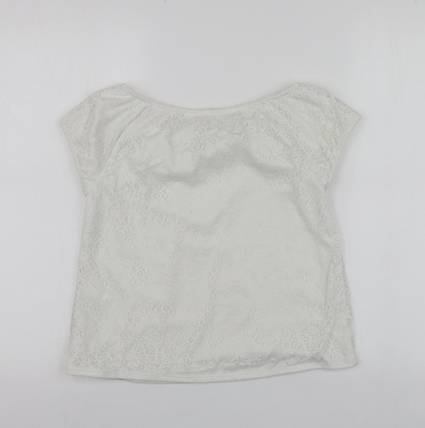 H&M Girls White  Cotton Basic Blouse Size 13-14 Years Square Neck