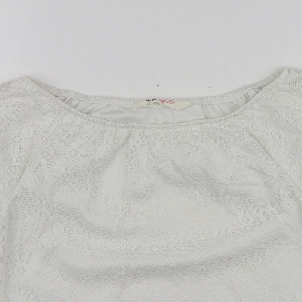 H&M Girls White  Cotton Basic Blouse Size 13-14 Years Square Neck
