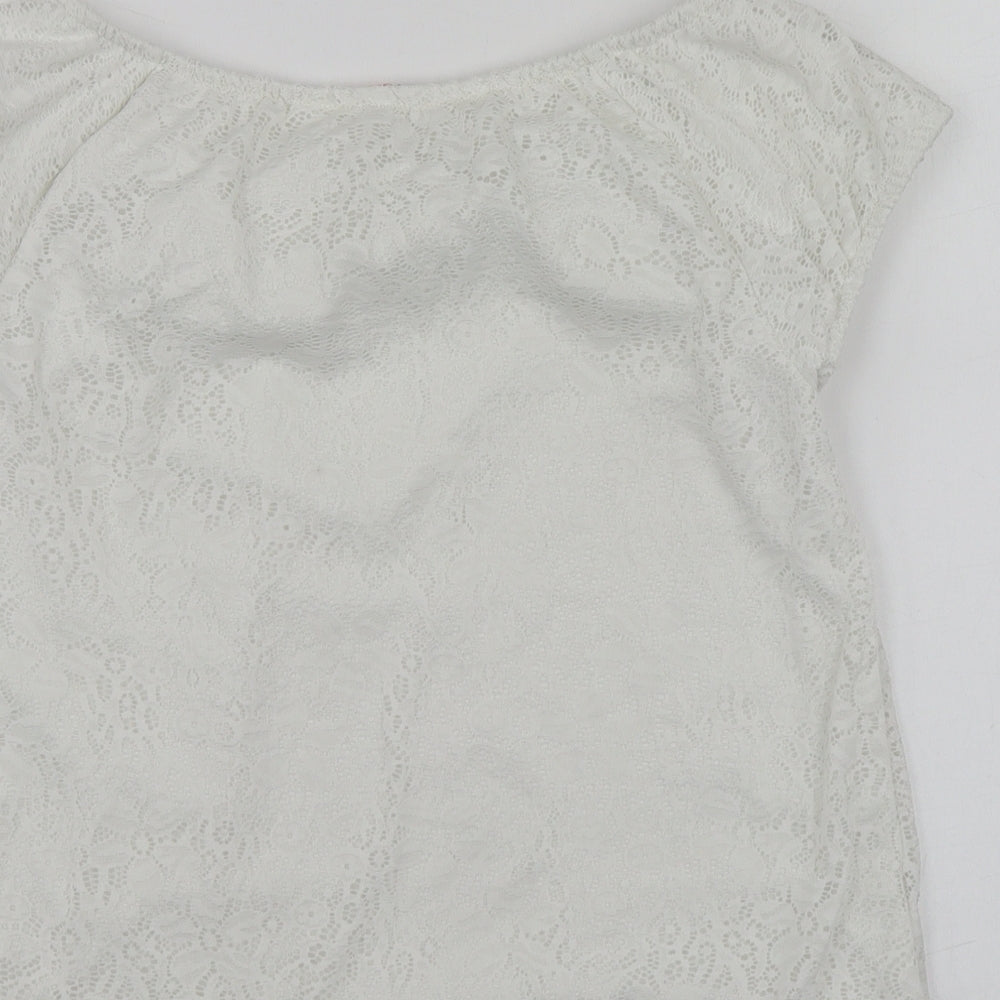 H&M Girls White  Cotton Basic Blouse Size 13-14 Years Square Neck
