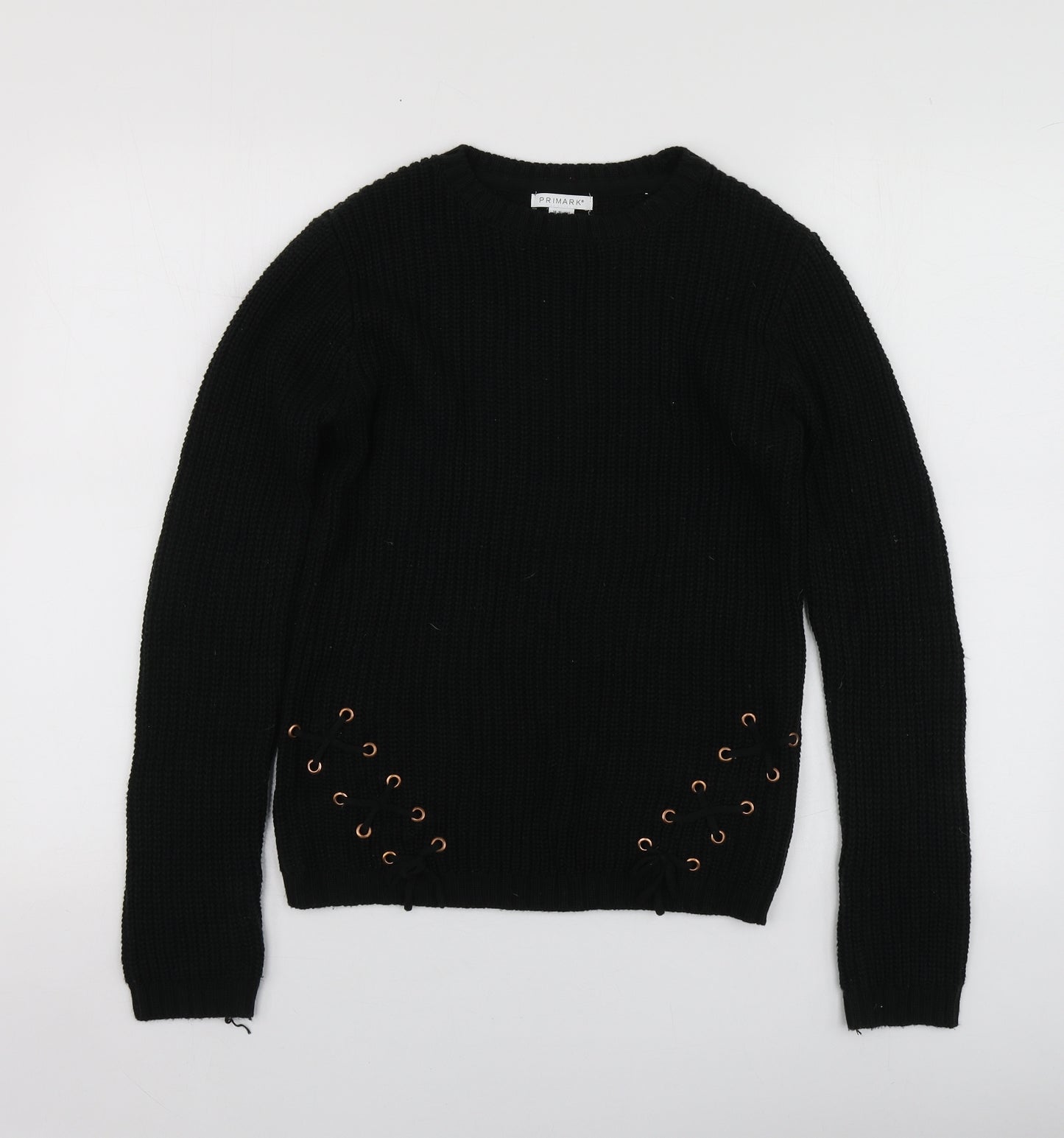 Primark Girls Black Round Neck  Acrylic Pullover Jumper Size 14-15 Years