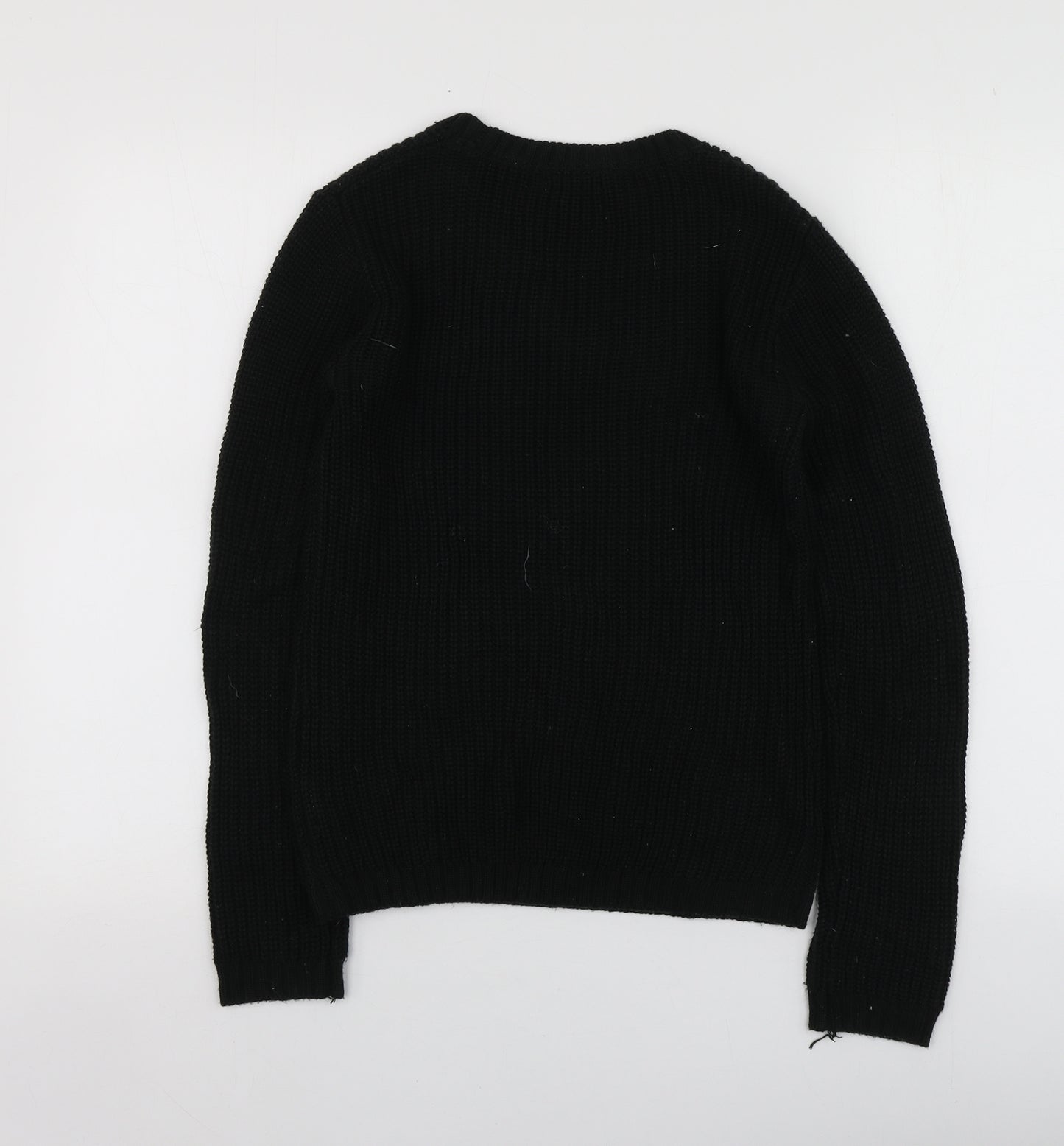 Primark Girls Black Round Neck  Acrylic Pullover Jumper Size 14-15 Years