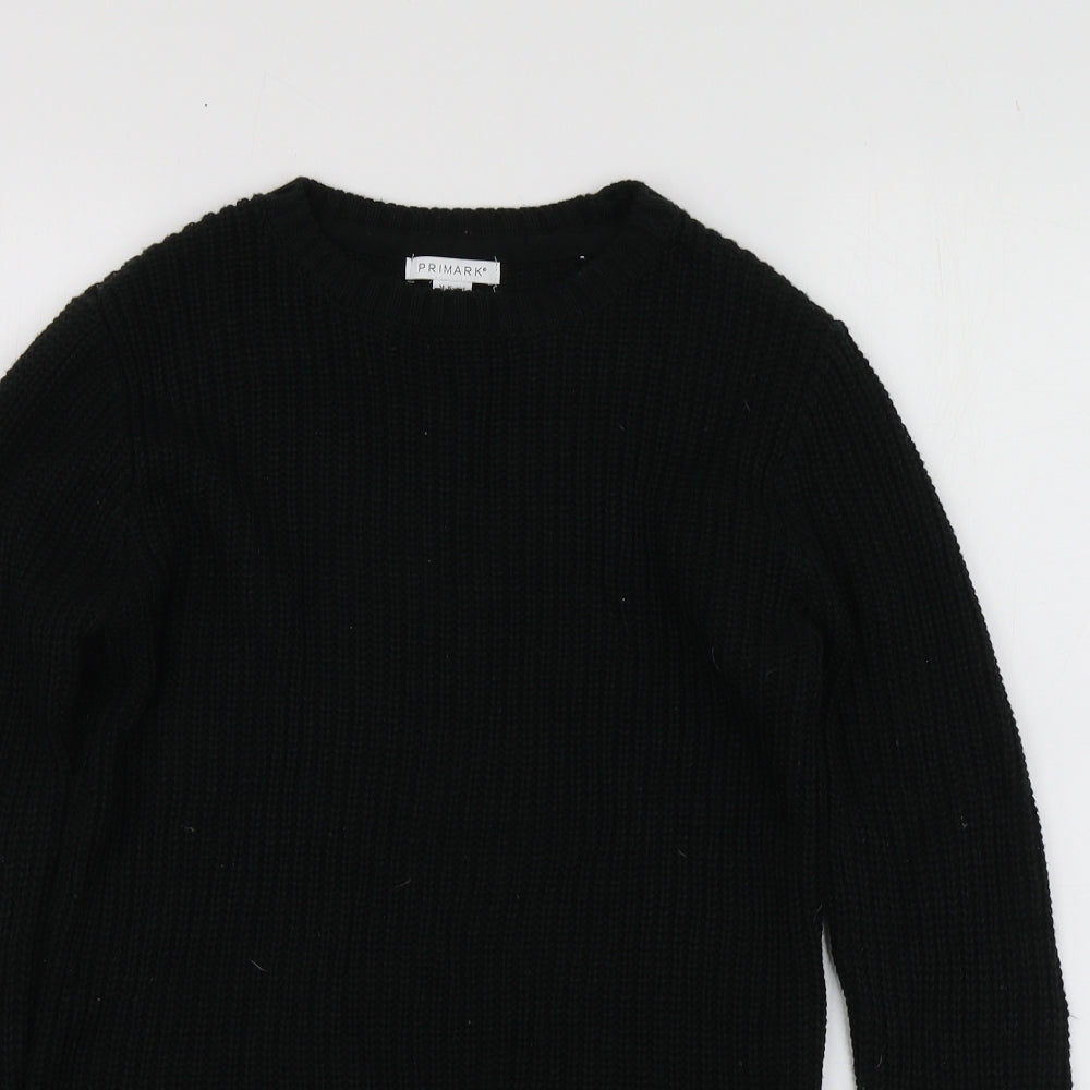 Primark Girls Black Round Neck  Acrylic Pullover Jumper Size 14-15 Years