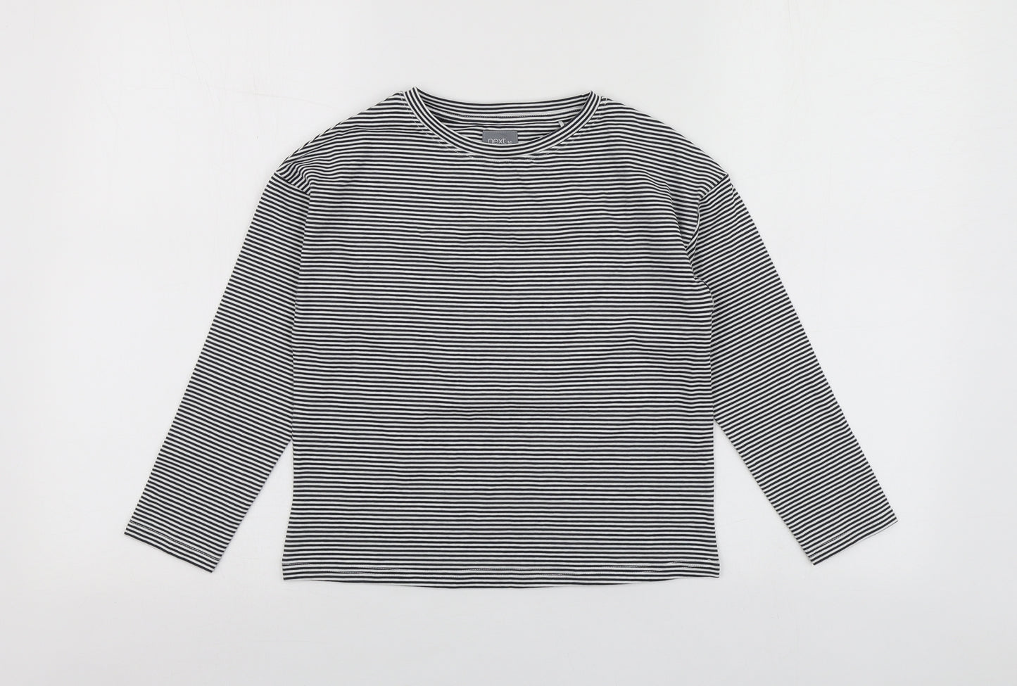 NEXT Girls Blue Striped Cotton Basic T-Shirt Size 7 Years Round Neck