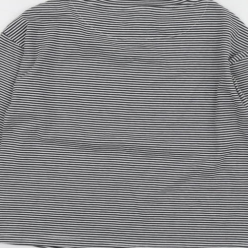 NEXT Girls Blue Striped Cotton Basic T-Shirt Size 7 Years Round Neck