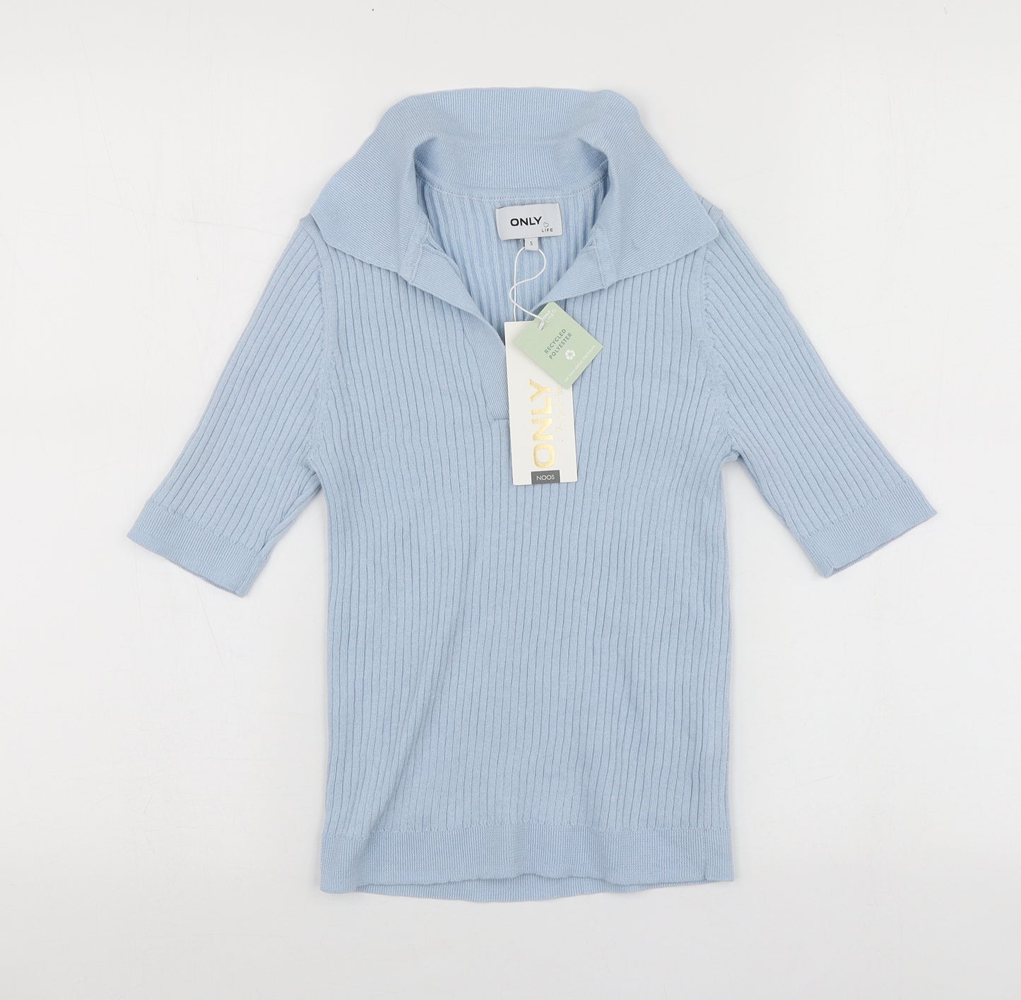 Only  Womens Blue V-Neck  Polyester Pullover Jumper Size S
