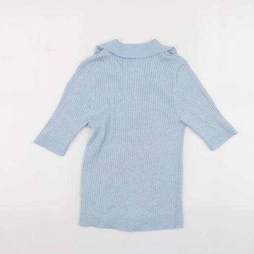 Only  Womens Blue V-Neck  Polyester Pullover Jumper Size S