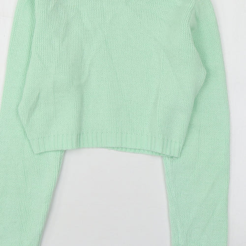 Glamorous Womens Green Round Neck  Acrylic Pullover Jumper Size 10