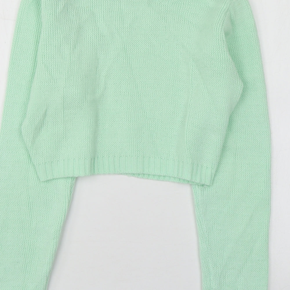 Glamorous Womens Green Round Neck  Acrylic Pullover Jumper Size 10