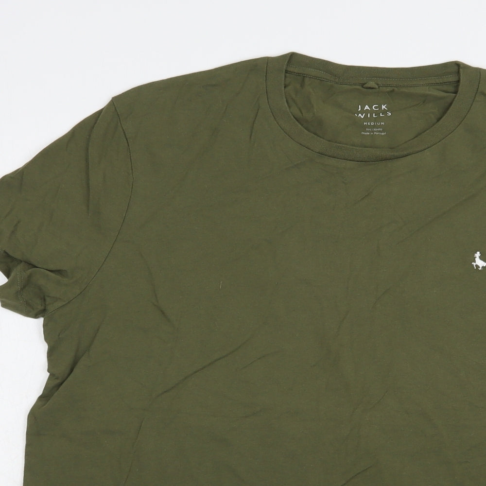 Jack Wills Mens Green  Cotton  T-Shirt Size M Crew Neck