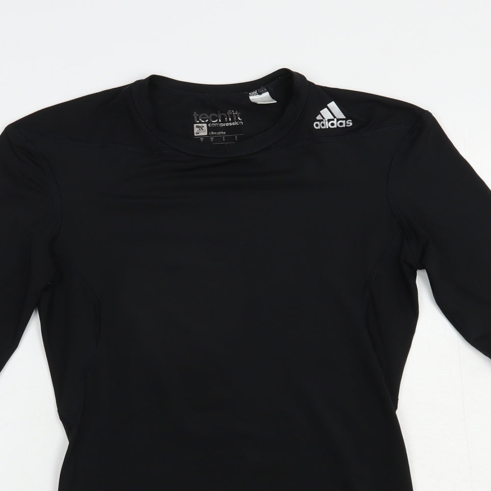 adidas Womens Black  Polyester Pullover T-Shirt Size S Crew Neck Pullover