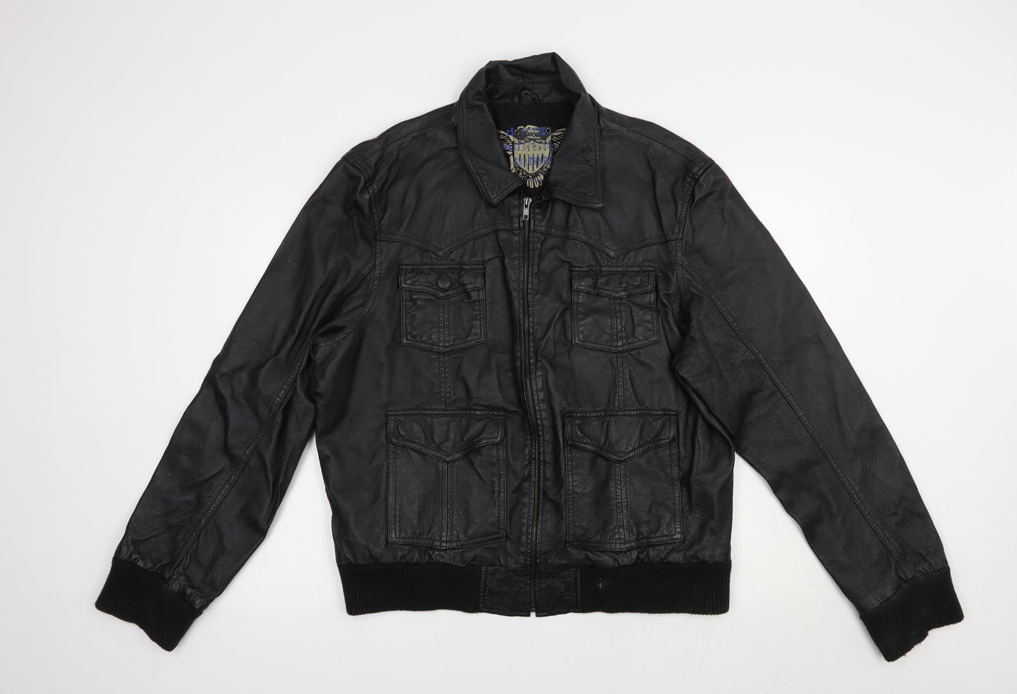River Island Mens Black   Bomber Jacket Jacket Size XL  Zip