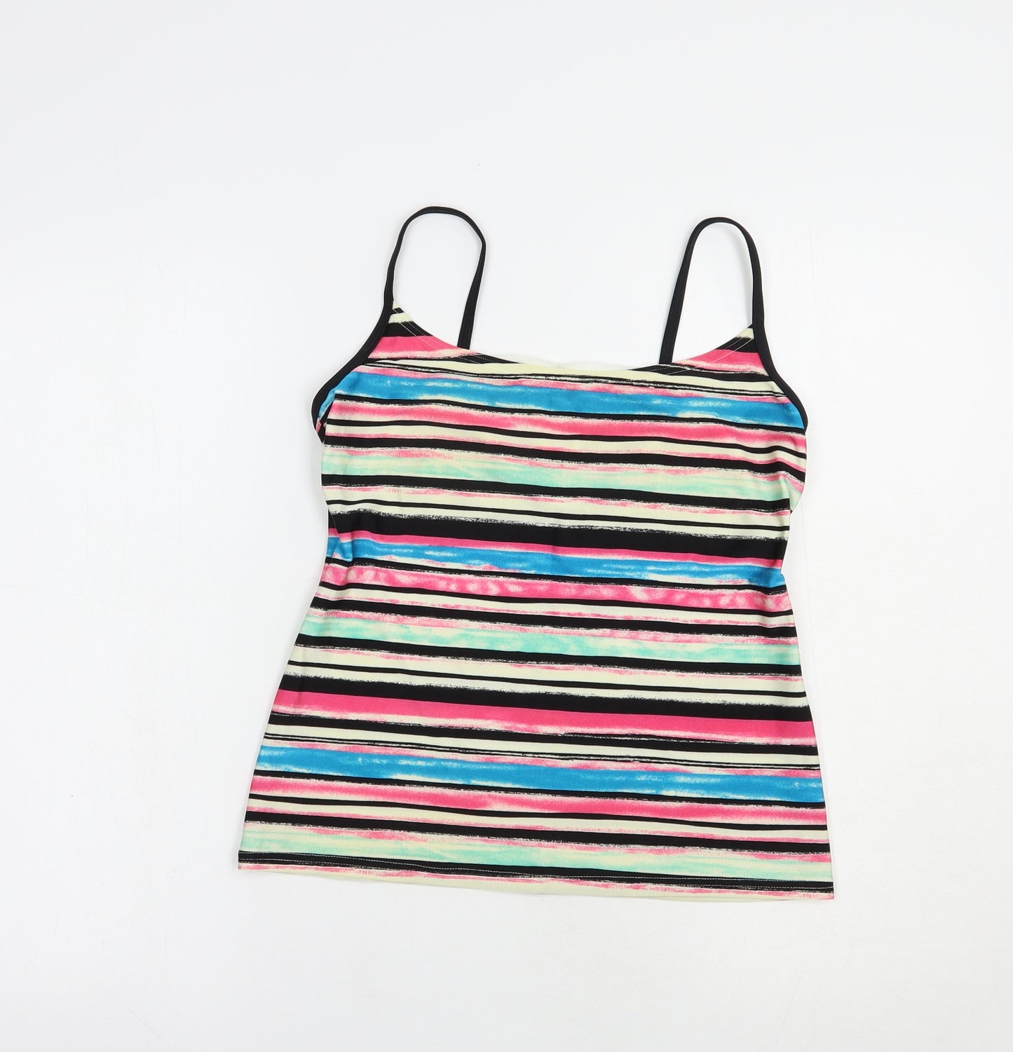 Marks and Spencer Womens Multicoloured Striped Polyester Camisole Blouse Size 14 Round Neck