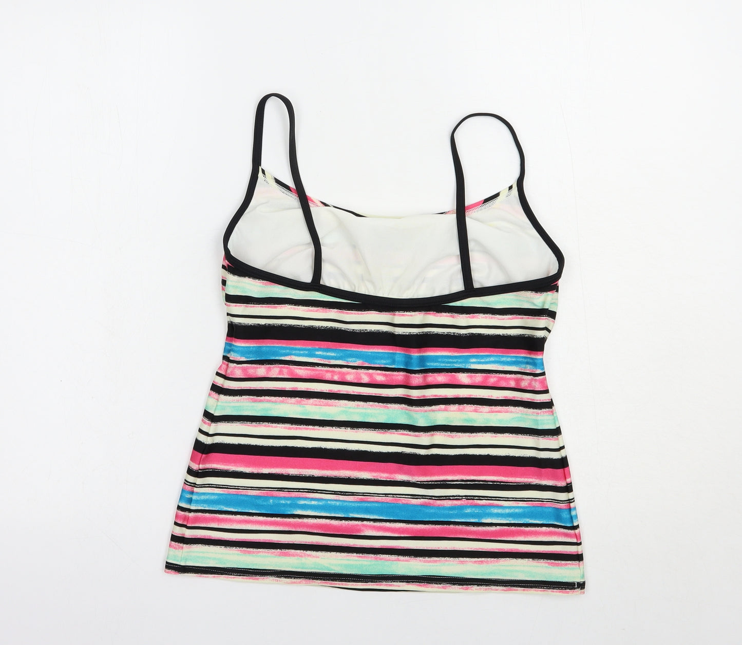 Marks and Spencer Womens Multicoloured Striped Polyester Camisole Blouse Size 14 Round Neck