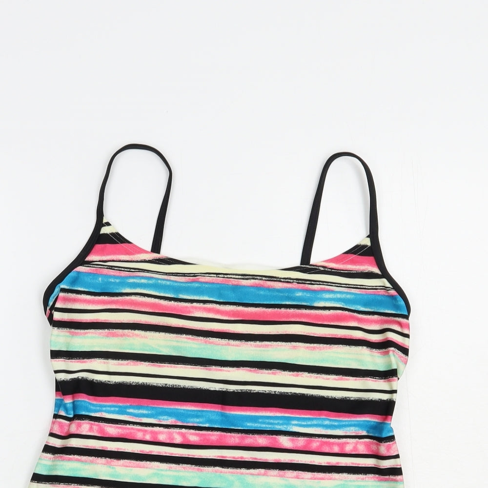 Marks and Spencer Womens Multicoloured Striped Polyester Camisole Blouse Size 14 Round Neck