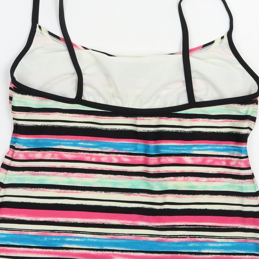Marks and Spencer Womens Multicoloured Striped Polyester Camisole Blouse Size 14 Round Neck