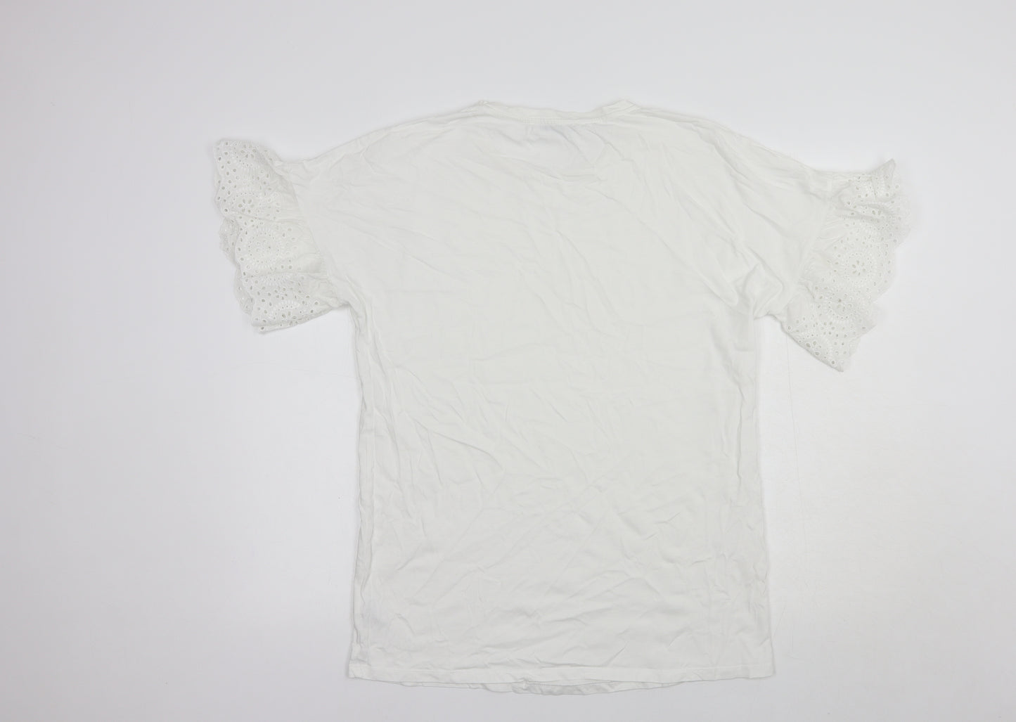 George Womens White  Cotton Basic T-Shirt Size 12 Crew Neck