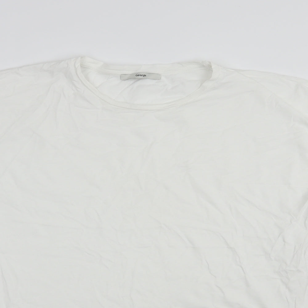 George Womens White  Cotton Basic T-Shirt Size 12 Crew Neck