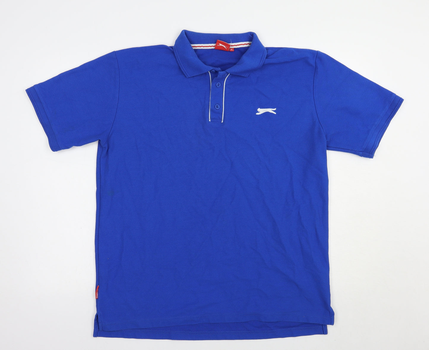 Slazenger Mens Blue  Polyester  Polo Size XL Collared Button