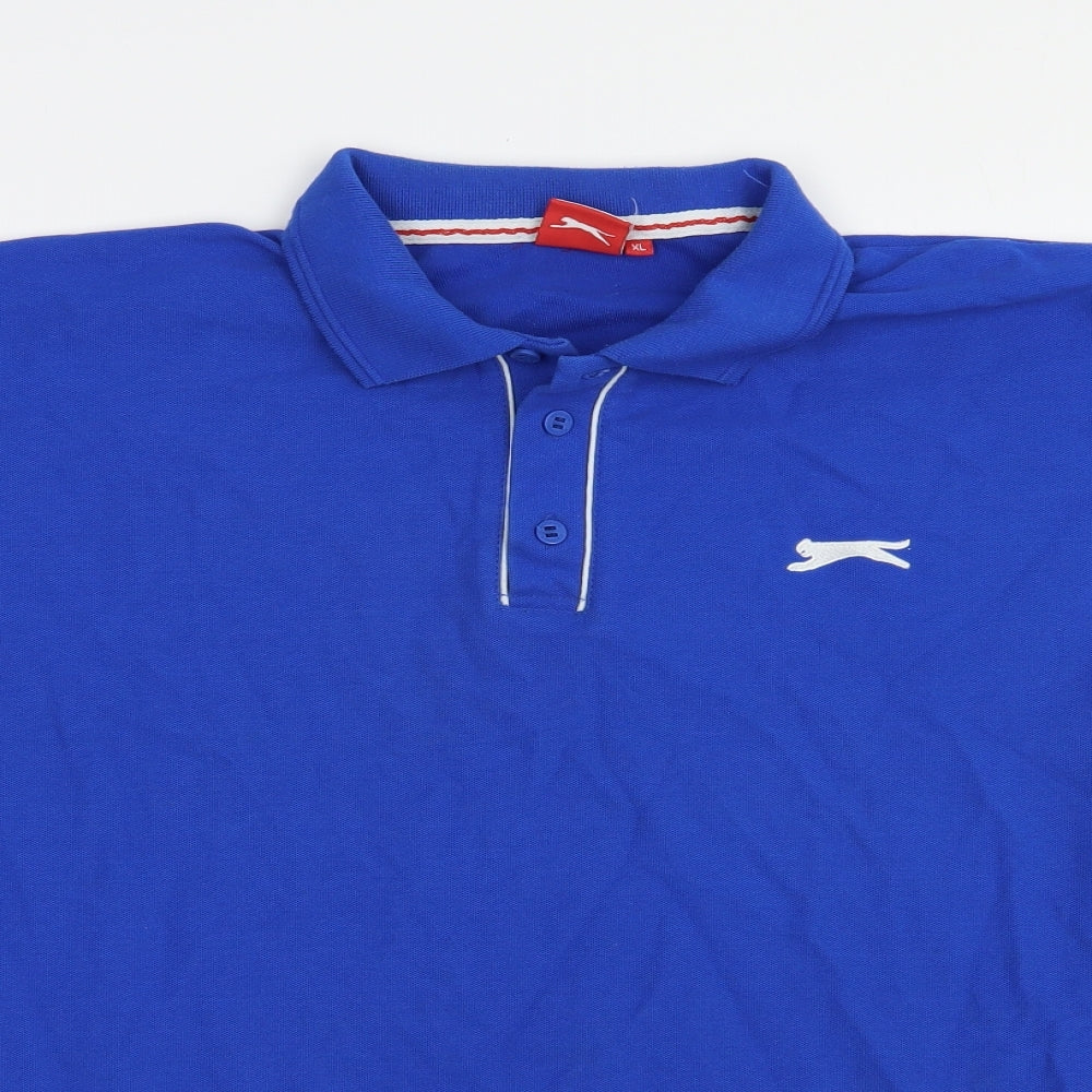 Slazenger Mens Blue  Polyester  Polo Size XL Collared Button