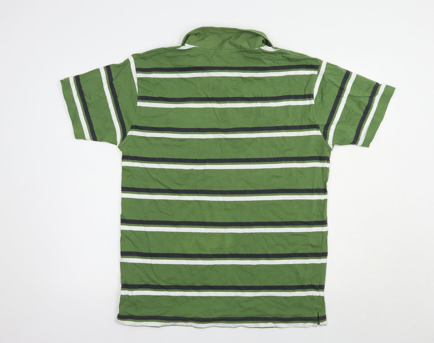 Celtic Mens Green Striped Cotton  Polo Size L Collared Button - Irish Football