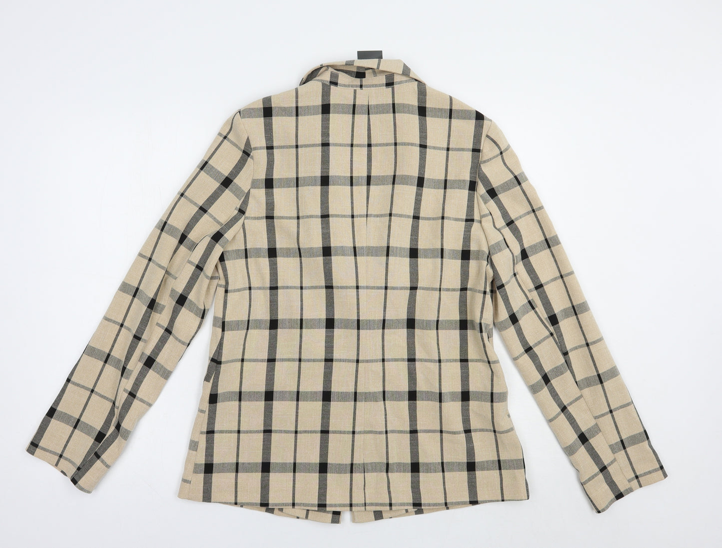 Primark Womens Beige Plaid  Jacket Blazer Size 10  Button