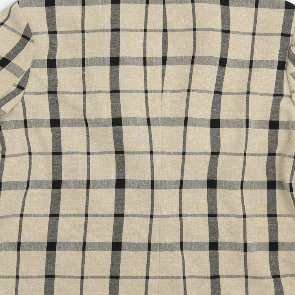 Primark Womens Beige Plaid  Jacket Blazer Size 10  Button