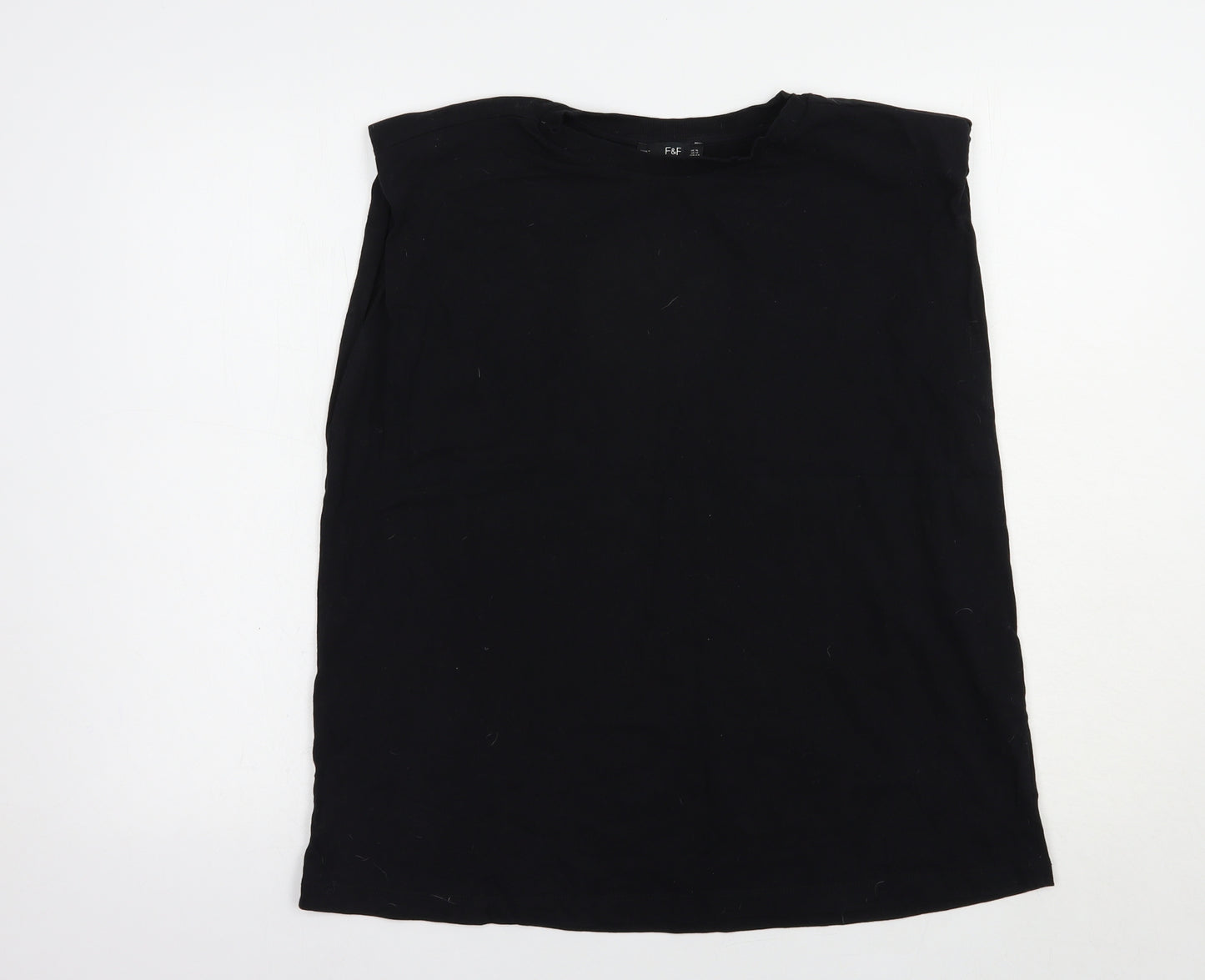 F&F Womens Black  Cotton Basic T-Shirt Size 16 Crew Neck
