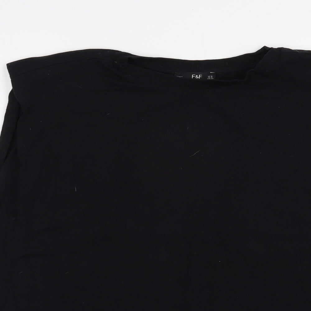 F&F Womens Black  Cotton Basic T-Shirt Size 16 Crew Neck