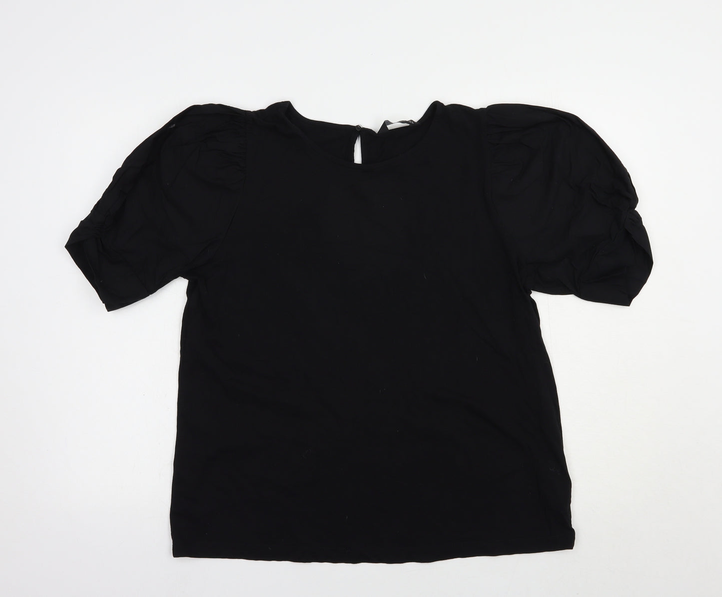 F&F Womens Black  Cotton Basic Blouse Size 16 Boat Neck