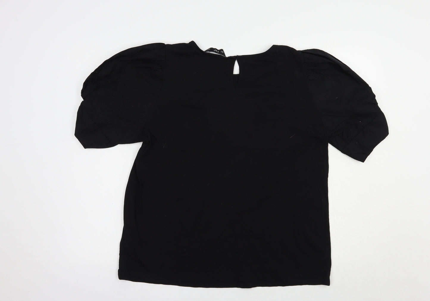 F&F Womens Black  Cotton Basic Blouse Size 16 Boat Neck