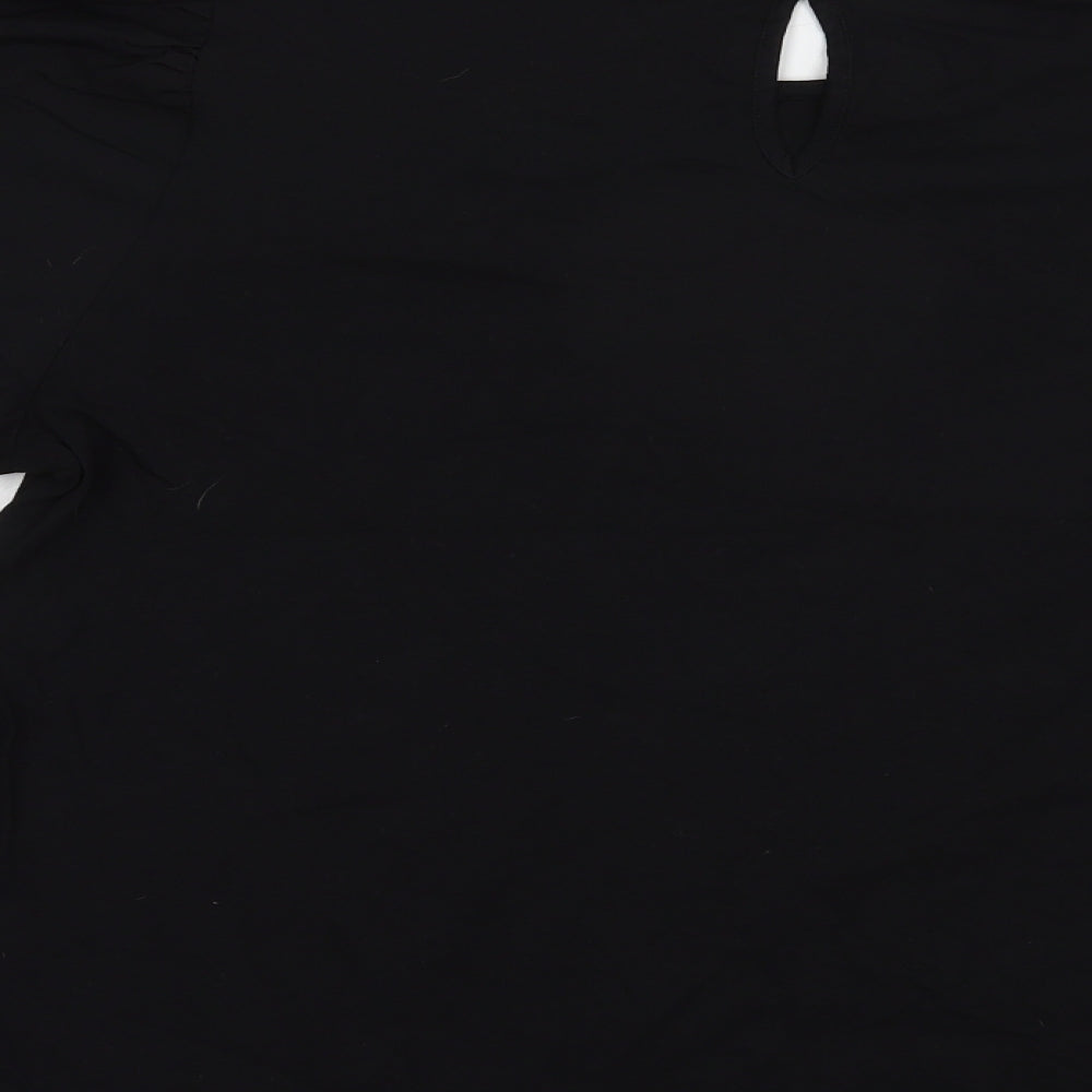 F&F Womens Black  Cotton Basic Blouse Size 16 Boat Neck