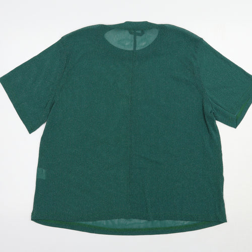 SheIn Womens Green  Nylon Basic Blouse Size 2XL Crew Neck