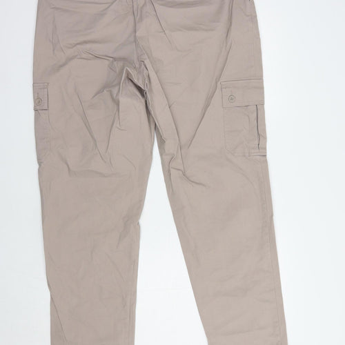 ASOS Mens Beige  Cotton Cargo Trousers Size 34 in L34 in Regular Button