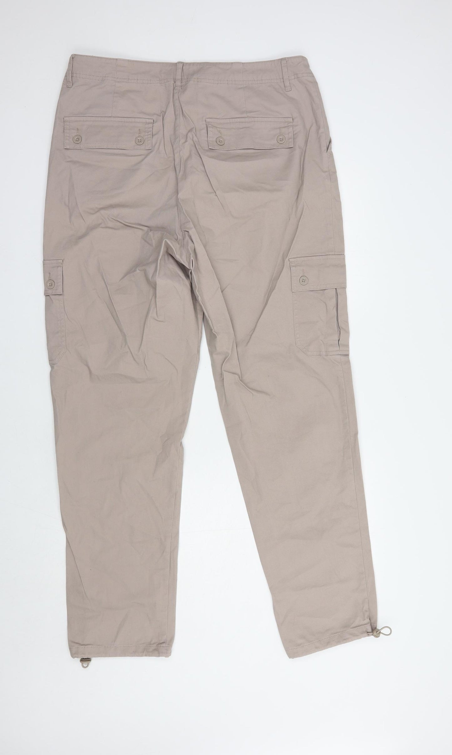 ASOS Mens Beige  Cotton Cargo Trousers Size 34 in L34 in Regular Button