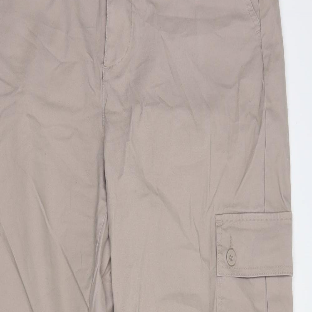 ASOS Mens Beige  Cotton Cargo Trousers Size 34 in L34 in Regular Button