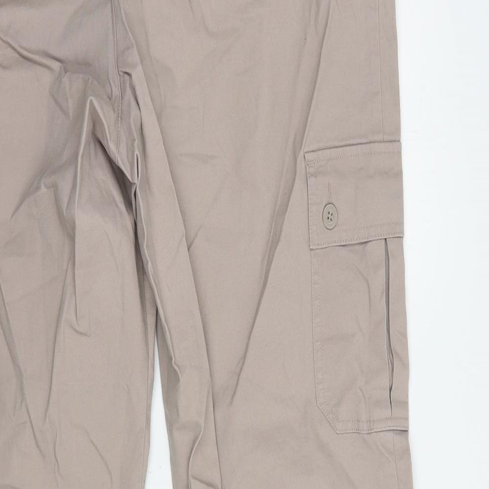 ASOS Mens Beige  Cotton Cargo Trousers Size 34 in L34 in Regular Button