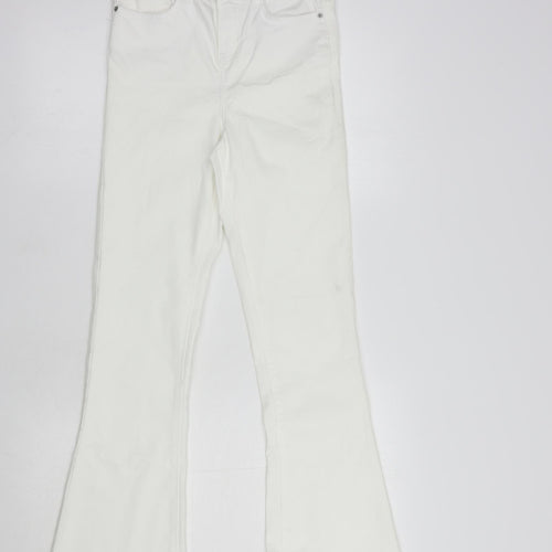 Noisy may Womens White  Cotton Flared Jeans Size 25 in L30 in Regular Button