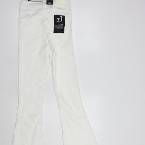 Noisy may Womens White  Cotton Flared Jeans Size 25 in L30 in Regular Button