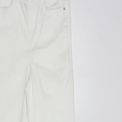 Noisy may Womens White  Cotton Flared Jeans Size 25 in L30 in Regular Button