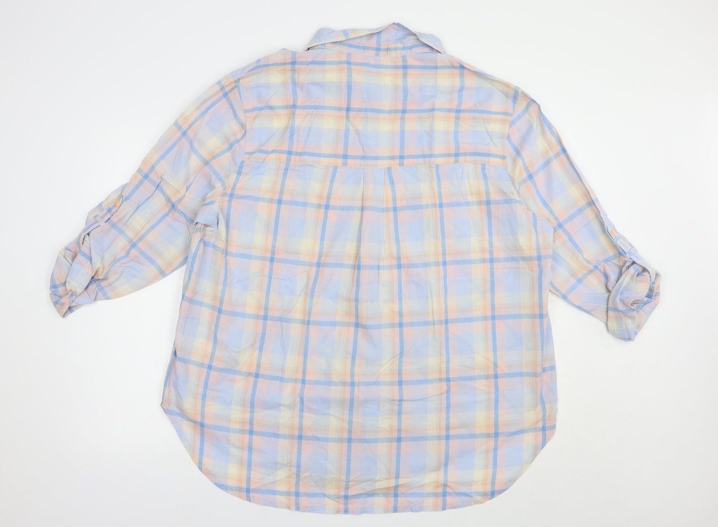 F&F Womens Multicoloured Plaid Cotton Basic Button-Up Size 22 Collared