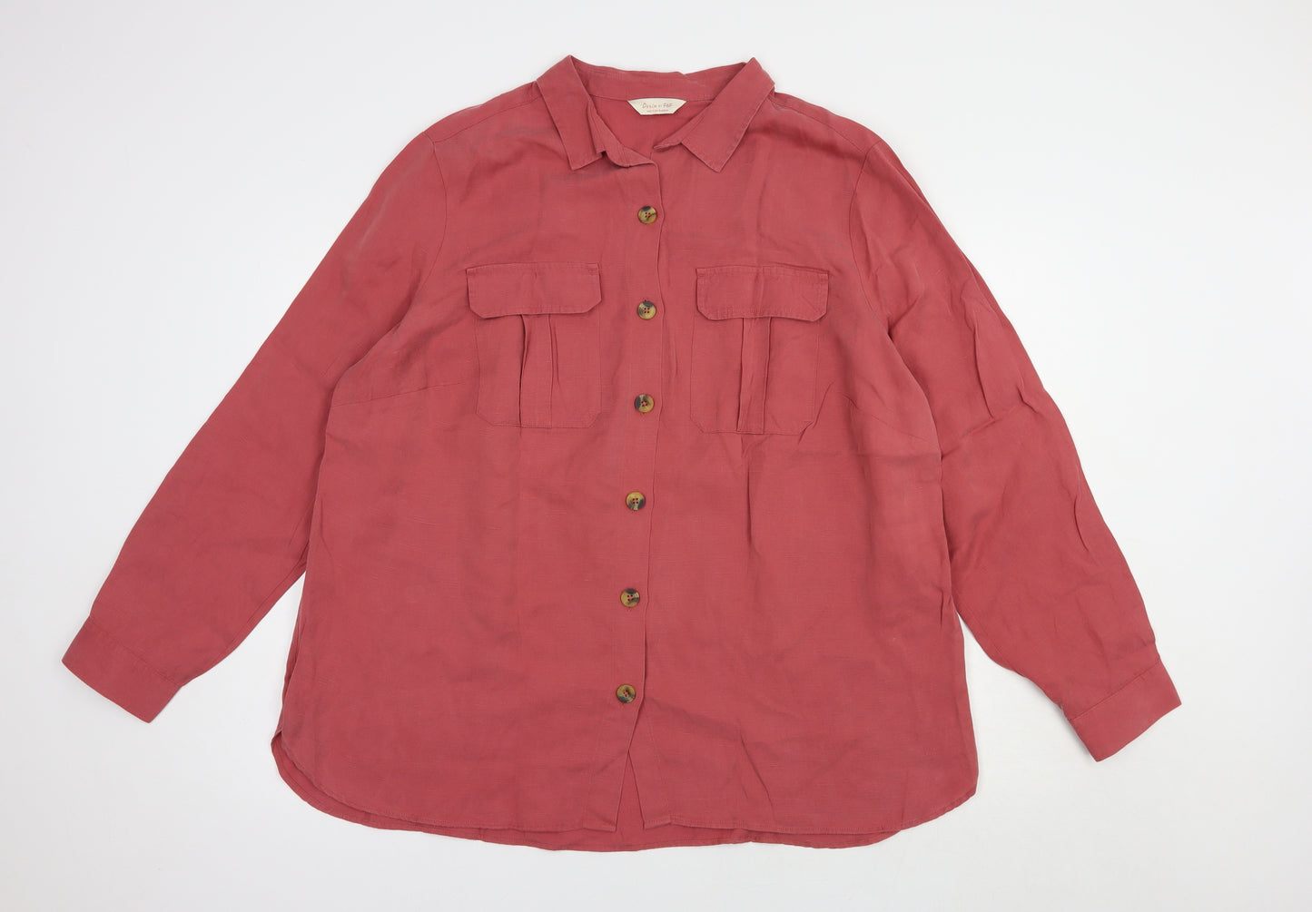 F&F Womens Pink  Lyocell Basic Button-Up Size 22 Collared